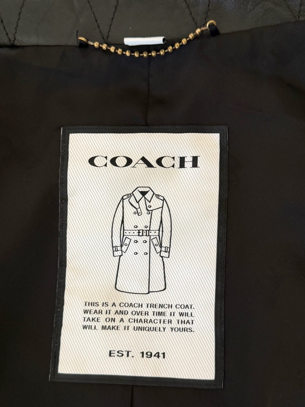 Coach Two-Tone Beige Trench Coat with Black Leather Trim – Size 6 - Picture 9 of 11